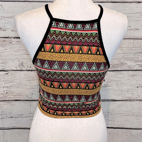 FOREVER 21 Geometric Print Y2K Style High Neck Cami-Medium - Picture 2 of 2